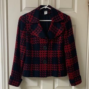 🌷3 for$25🌷Vex Collection, US M, Red & Black Houndstooth Plaid Lined Woven Blazer